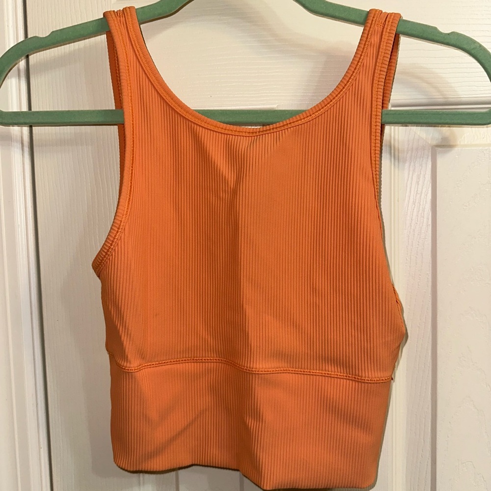 Lululemon Athletica Orange Fitted Crop Tank Top